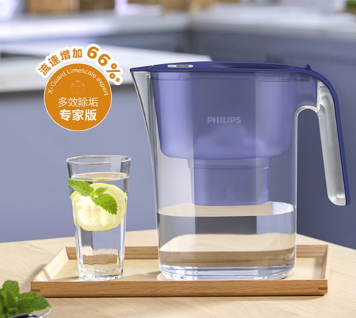 飛利浦(PHILIPS)凈水壺濾水壺過(guò)濾水壺凈水器濾水器過(guò)濾器濾芯AWP2814藍(lán)色4.2L四芯裝